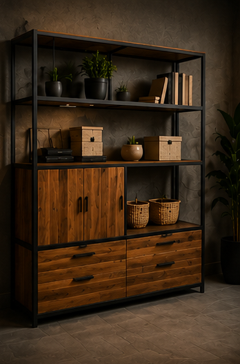 Mueble de almacenamiento de madera y metal Maderóh